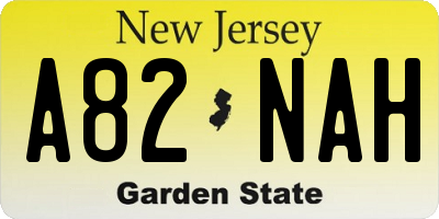 NJ license plate A82NAH