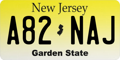NJ license plate A82NAJ
