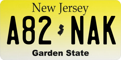 NJ license plate A82NAK