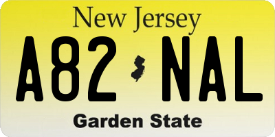 NJ license plate A82NAL