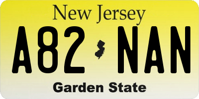 NJ license plate A82NAN