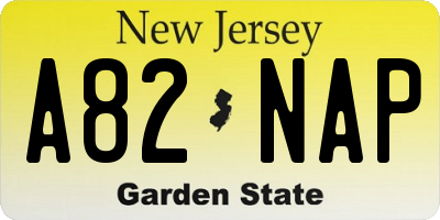 NJ license plate A82NAP