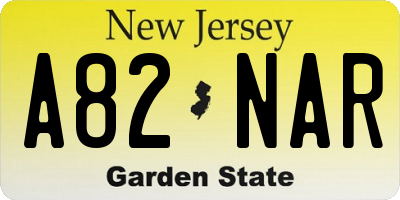 NJ license plate A82NAR