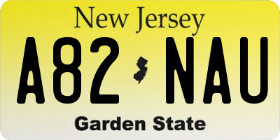 NJ license plate A82NAU