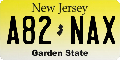 NJ license plate A82NAX
