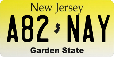 NJ license plate A82NAY
