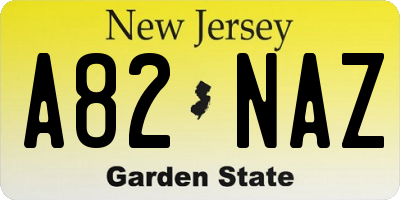NJ license plate A82NAZ