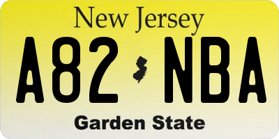 NJ license plate A82NBA