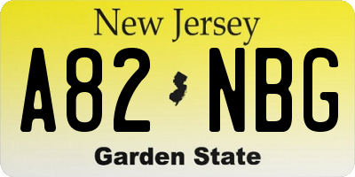 NJ license plate A82NBG