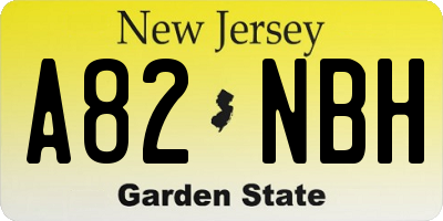 NJ license plate A82NBH