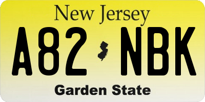 NJ license plate A82NBK