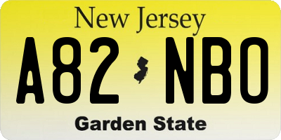 NJ license plate A82NBO