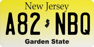NJ license plate A82NBQ