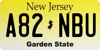 NJ license plate A82NBU