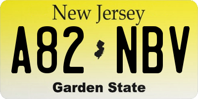NJ license plate A82NBV