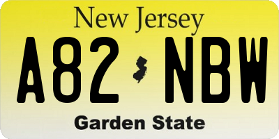 NJ license plate A82NBW