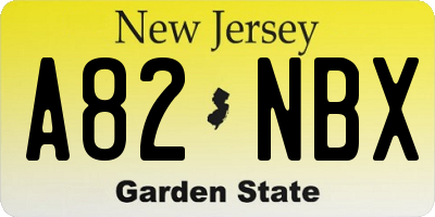 NJ license plate A82NBX