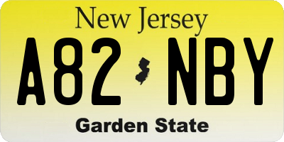 NJ license plate A82NBY