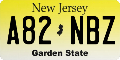 NJ license plate A82NBZ