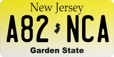 NJ license plate A82NCA