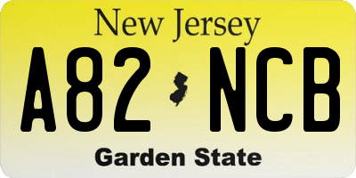 NJ license plate A82NCB