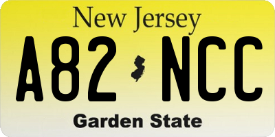 NJ license plate A82NCC