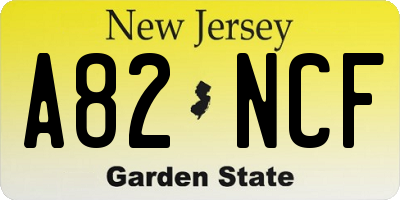 NJ license plate A82NCF
