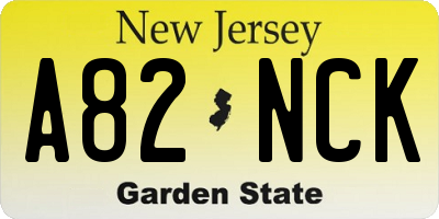 NJ license plate A82NCK