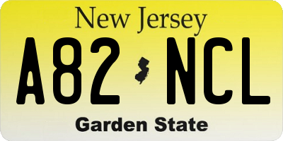 NJ license plate A82NCL