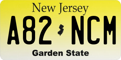 NJ license plate A82NCM