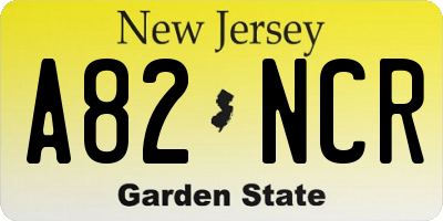 NJ license plate A82NCR