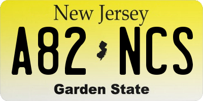 NJ license plate A82NCS