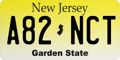NJ license plate A82NCT
