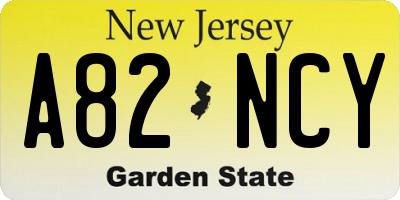 NJ license plate A82NCY