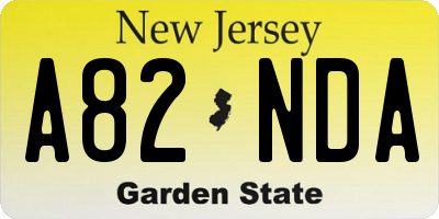NJ license plate A82NDA