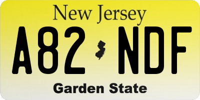 NJ license plate A82NDF