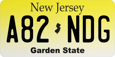 NJ license plate A82NDG