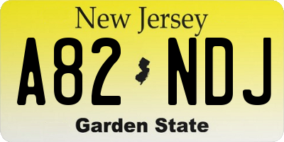 NJ license plate A82NDJ