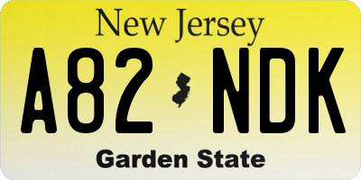 NJ license plate A82NDK
