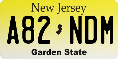 NJ license plate A82NDM