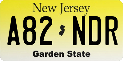NJ license plate A82NDR
