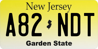 NJ license plate A82NDT