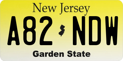 NJ license plate A82NDW