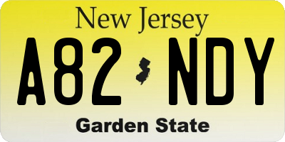 NJ license plate A82NDY