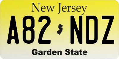 NJ license plate A82NDZ