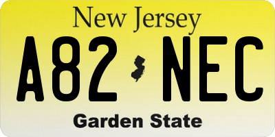 NJ license plate A82NEC