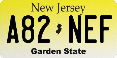 NJ license plate A82NEF