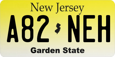 NJ license plate A82NEH