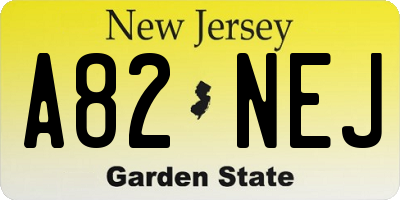 NJ license plate A82NEJ