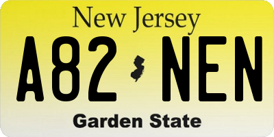 NJ license plate A82NEN